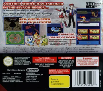 Pocket Monsters - Platinum (Japan) box cover back